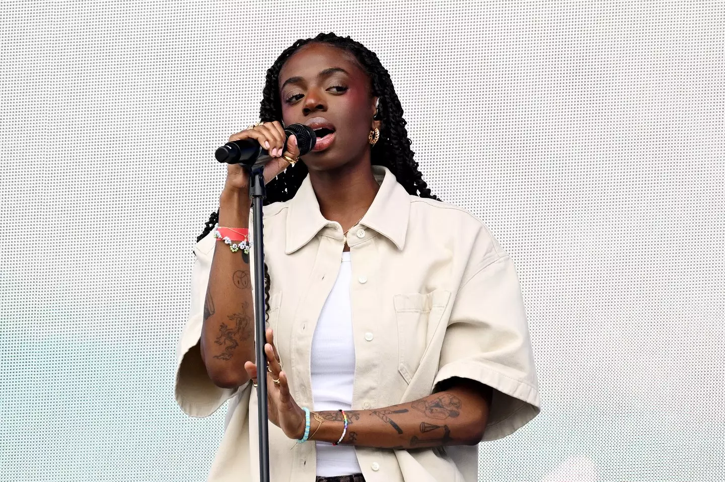 The 25-year-old singer said she now hopes to 'love her body' after years of 'struggling' (Stuart Wilson - ECB/ECB via Getty Images)