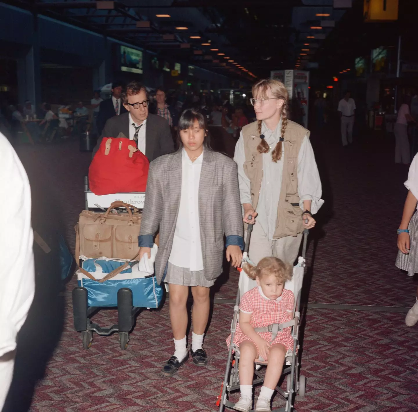 Woody Allen with Mia Farrow and her children (Victor Crawshaw/Daily Mirror/Mirrorpix/Getty Images)