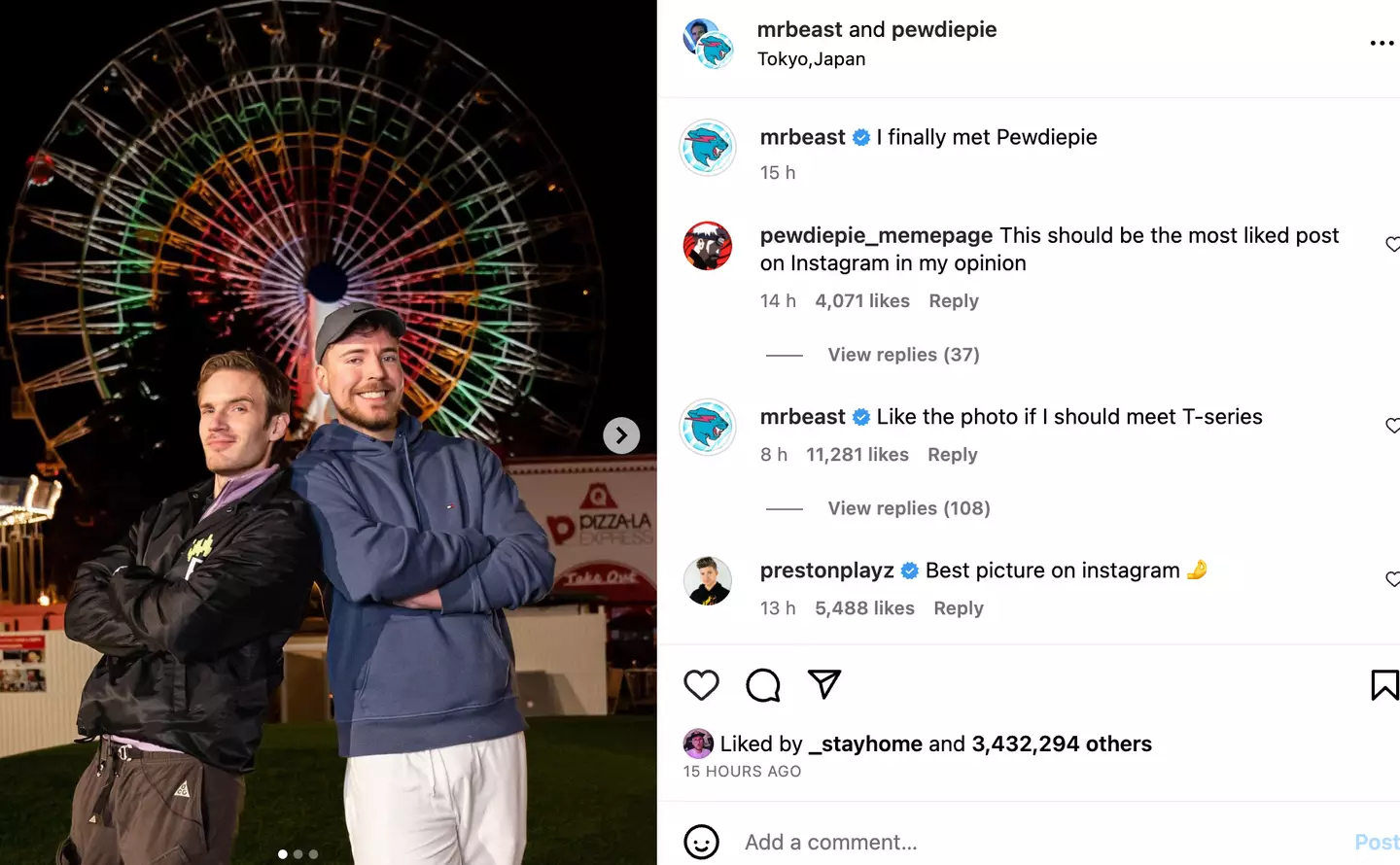 MrBeast travelled to Japan to meet PewDiePie.