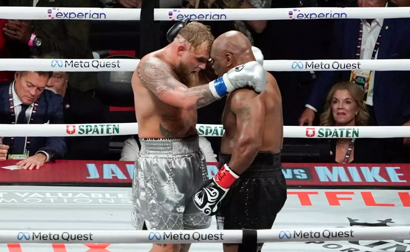 Jake Paul his issued a message to Mike Tyson after defeating him in the ring (TIMOTHY A. CLARY/AFP via Getty Images)