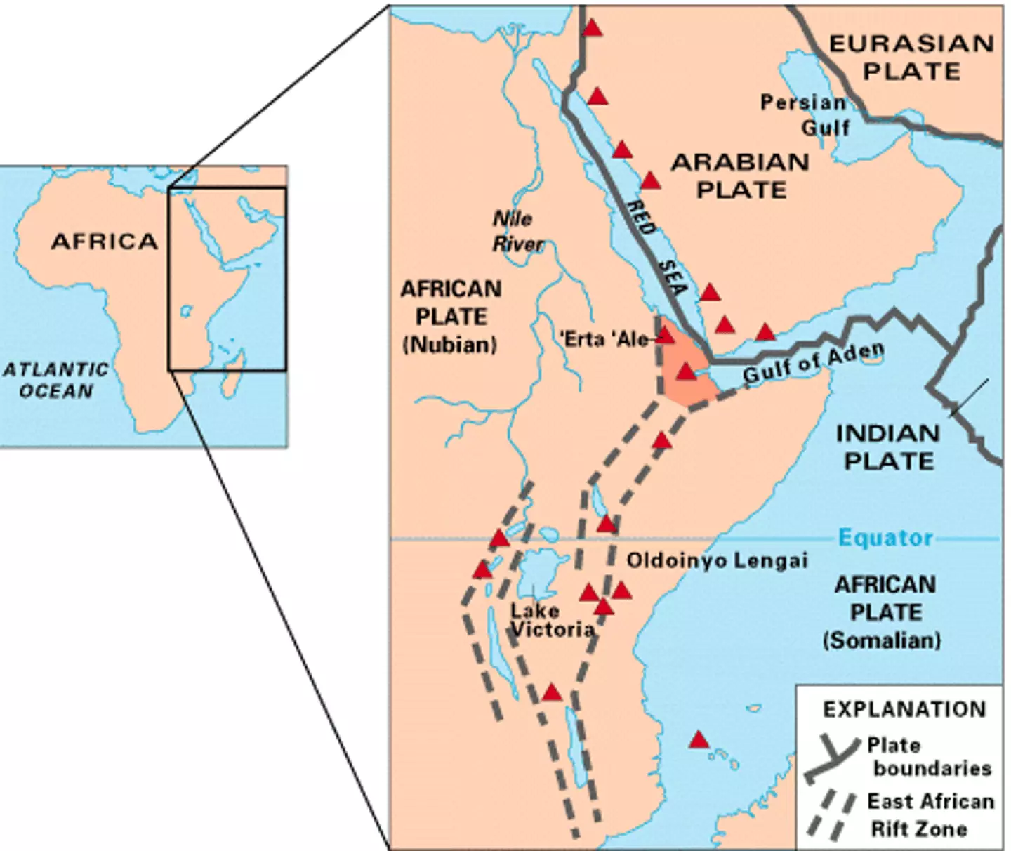 The East African Rift is being pulled apart. (USGS)