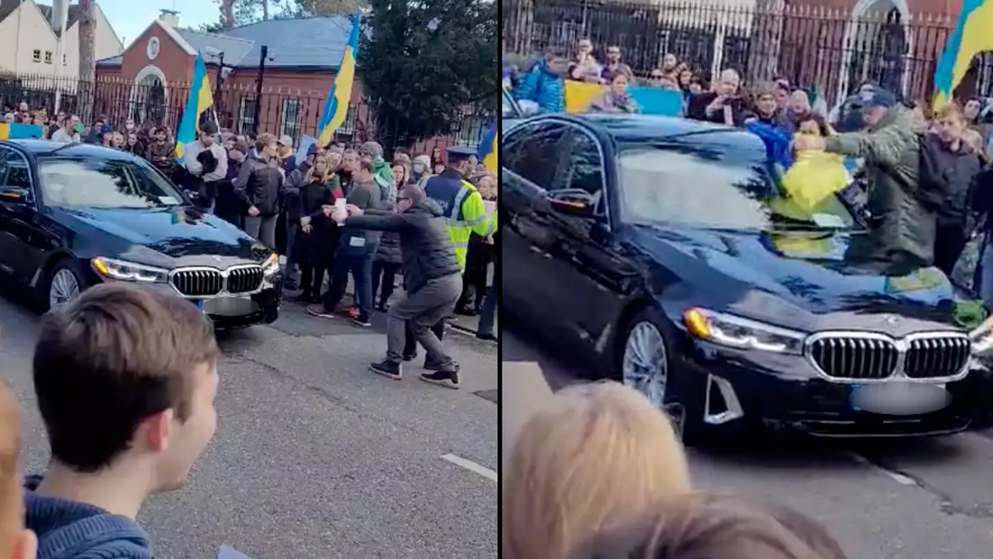 Angry Crowd In Ireland Harasses Russian Ambassador As They Try To Enter Embassy