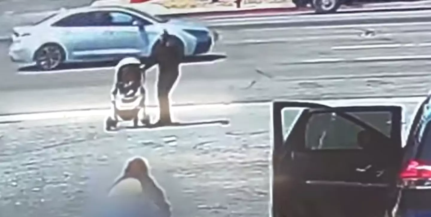 Ron Nessman managed to save the pushchair from rolling into a busy road where cars were zooming by.