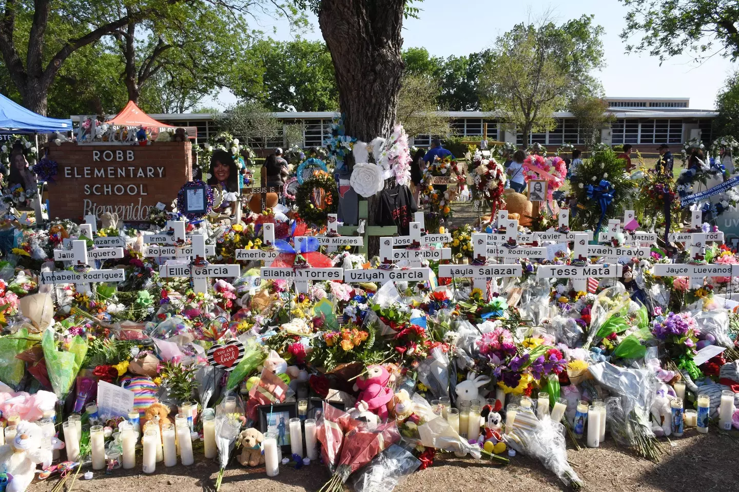 The memorial outside Robb Elementary School.