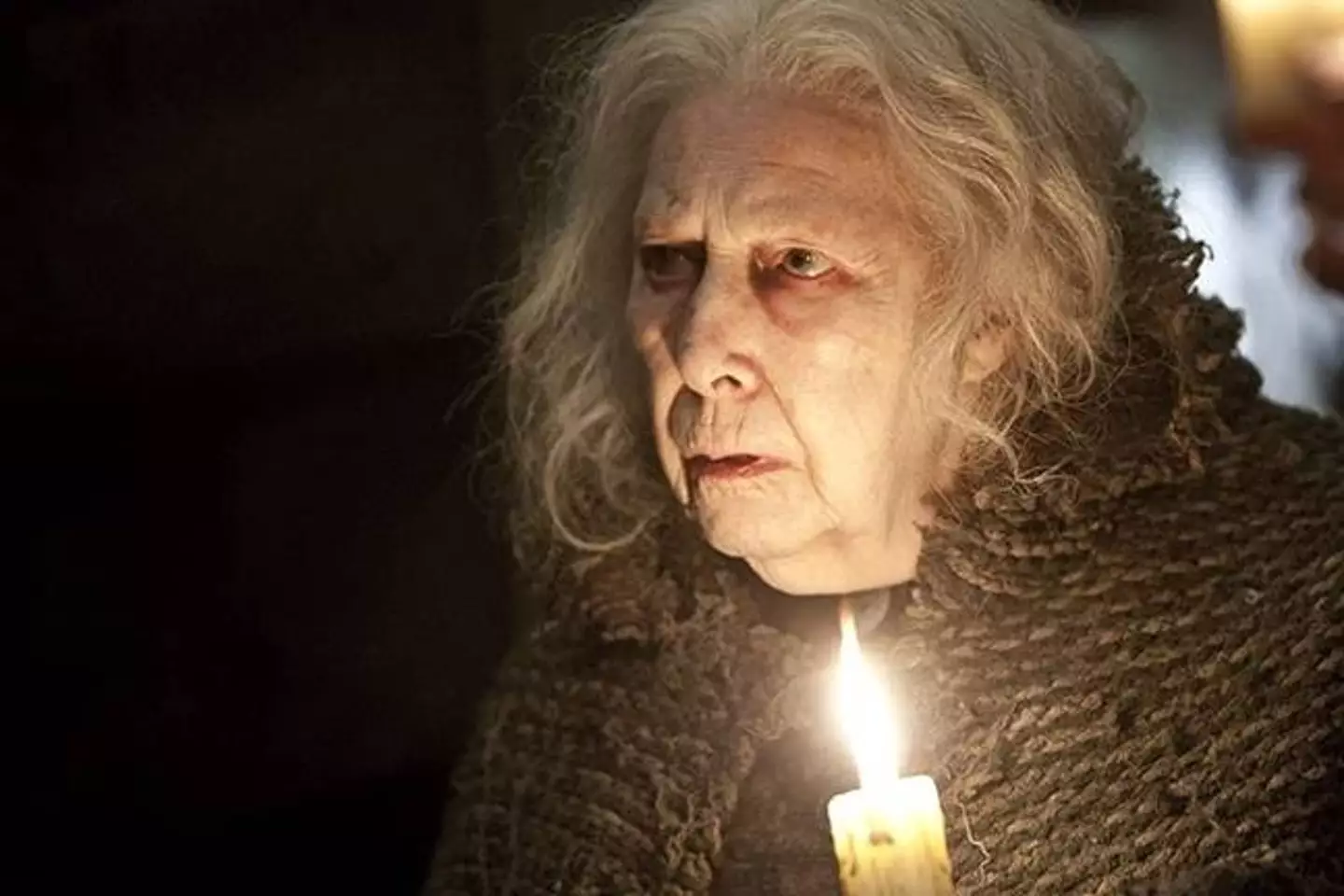 Hazel Douglas as Bathilda Bagshot. (Warner Bros)