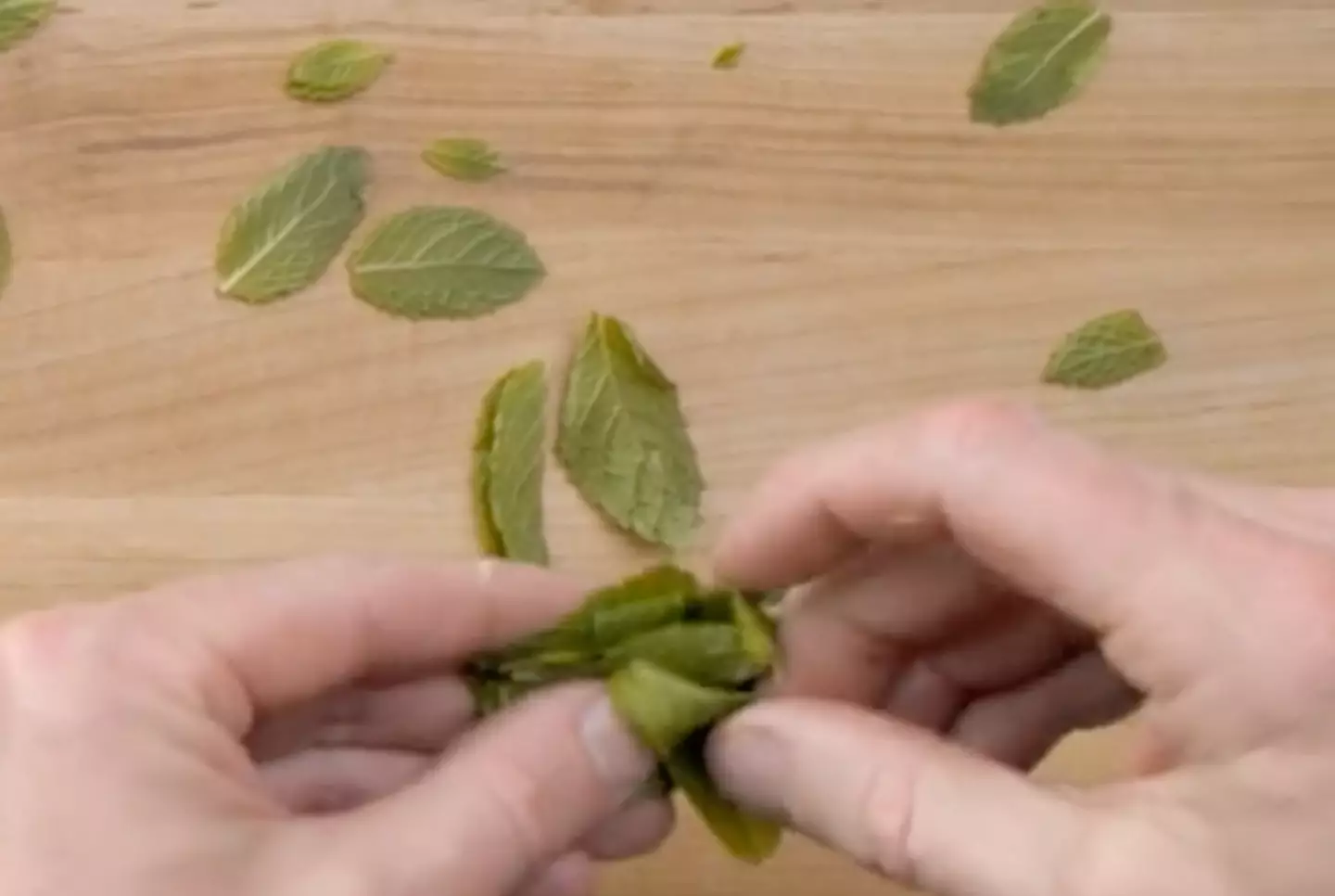 The technique is similar to a 'chiffonade'.