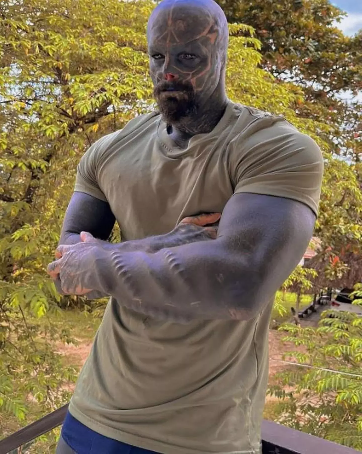 Now in his 30s, he's 65 percent finished with his completed look. (Instagram/@the_black_alien_project)