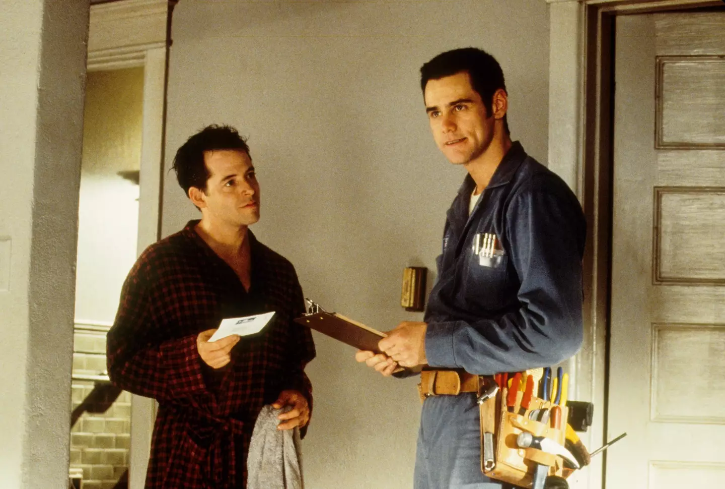 Jim Carrey and Matthew Broderick in The Cable Guy.