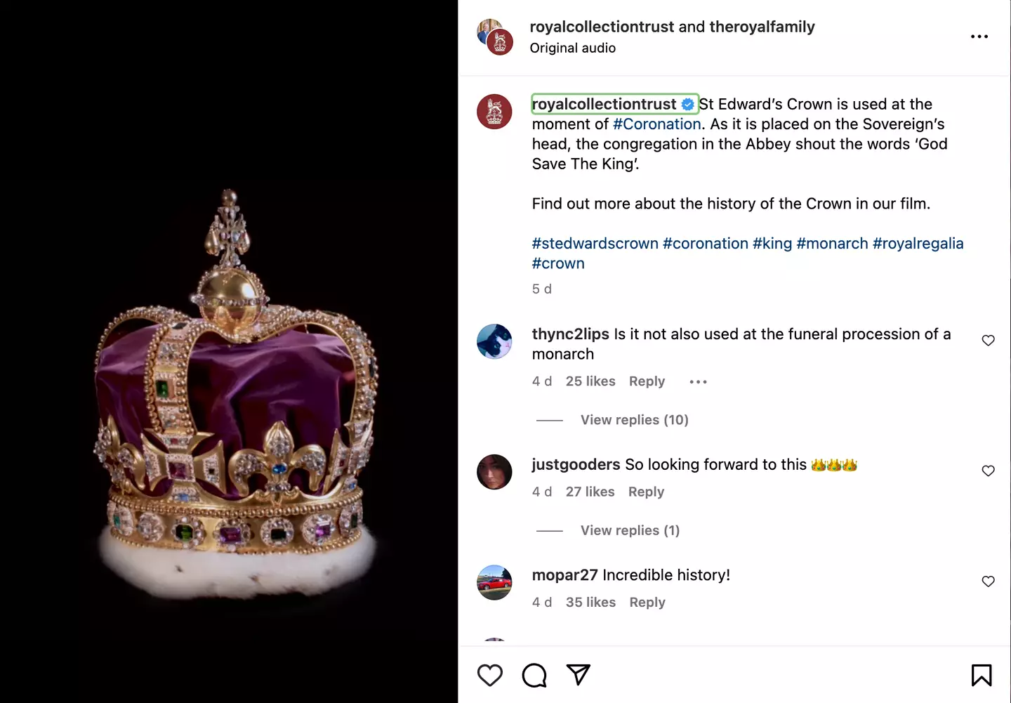 St Edwards Crown cost millions.