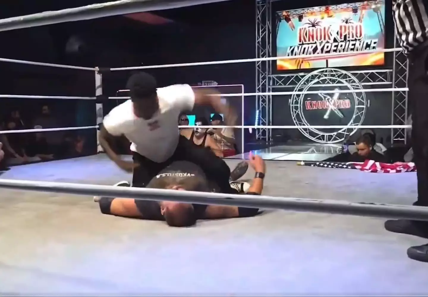 Rampage's son, Raja, pummelled the wrestler in the ring after a 'planned' altercation (Kick)