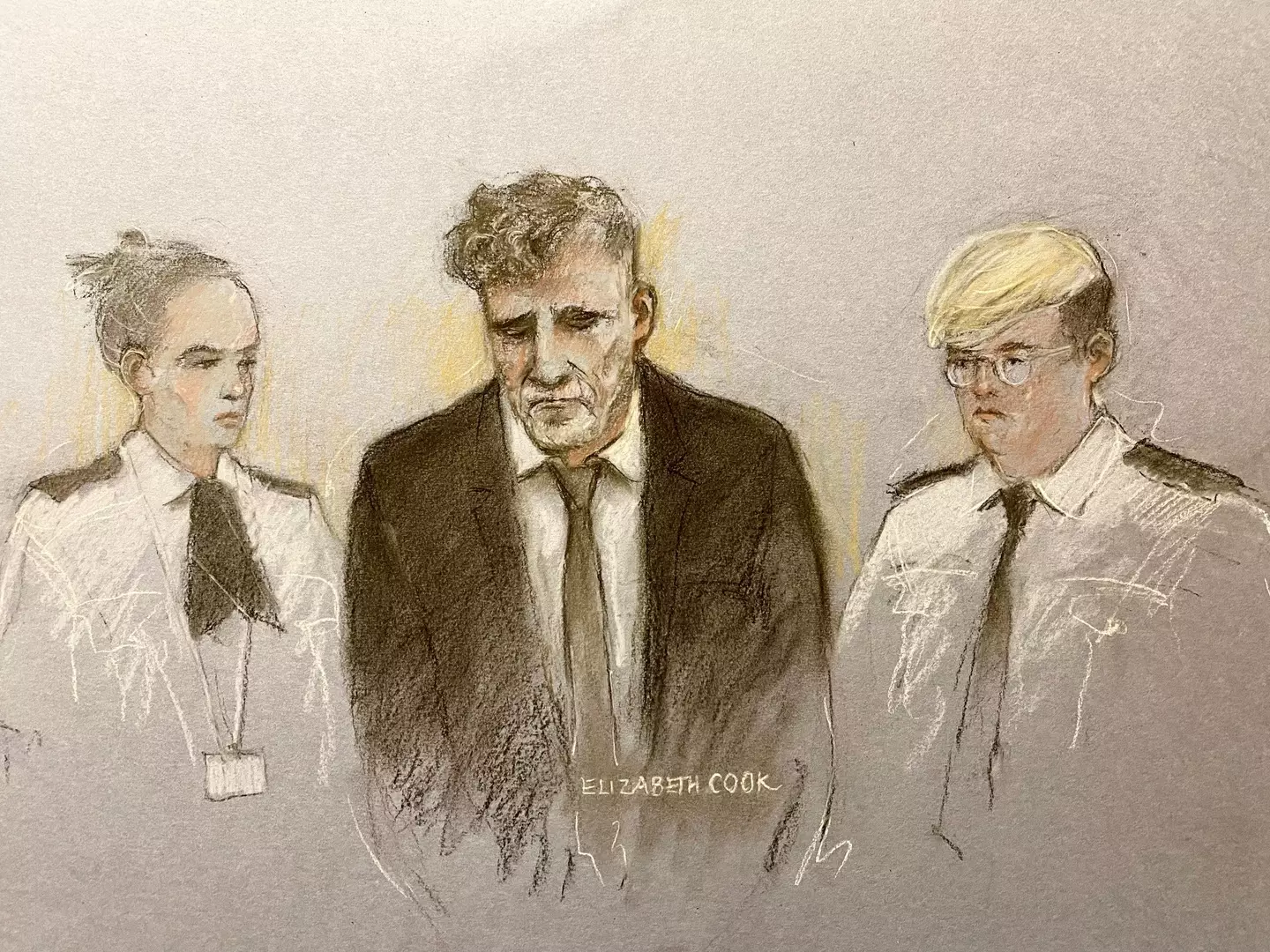 A court sketch of Paul Doyle, who allegedly drove a car into a crowd of people in Liverpool (Elizabeth Cook/PA Wire)
