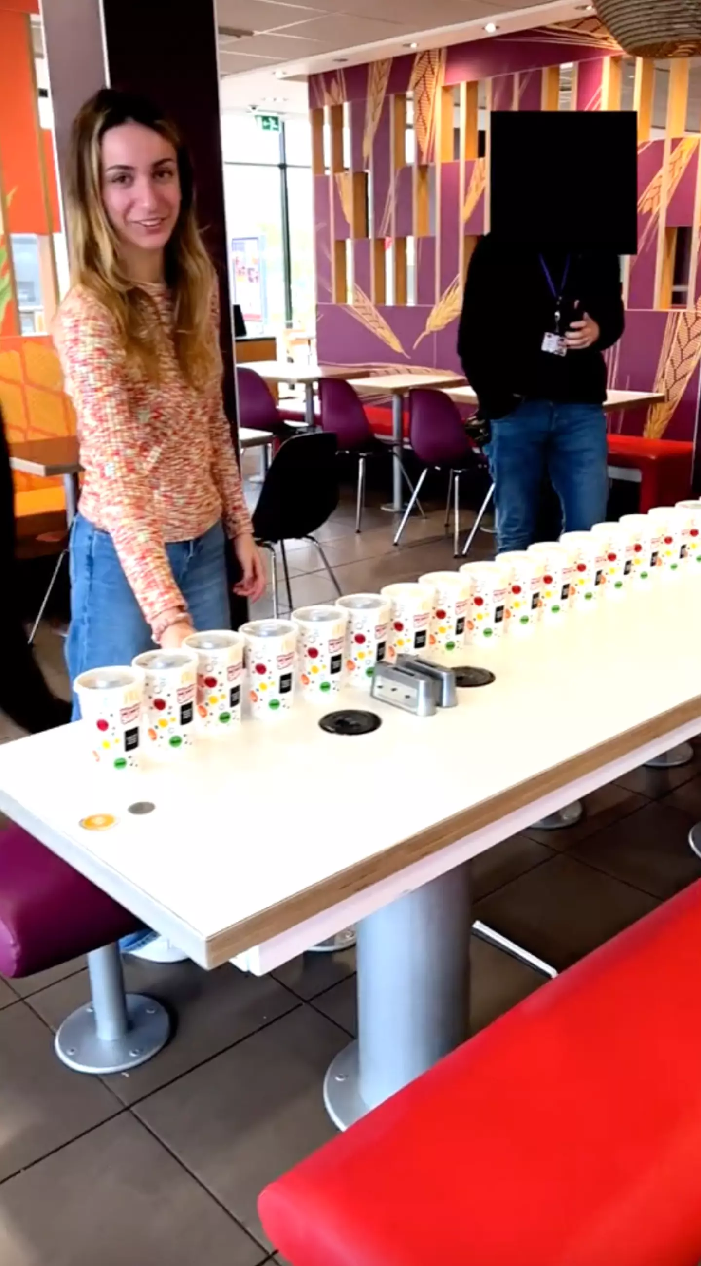One lad tried his chances at winning a cash prize in the new McDonald's game.