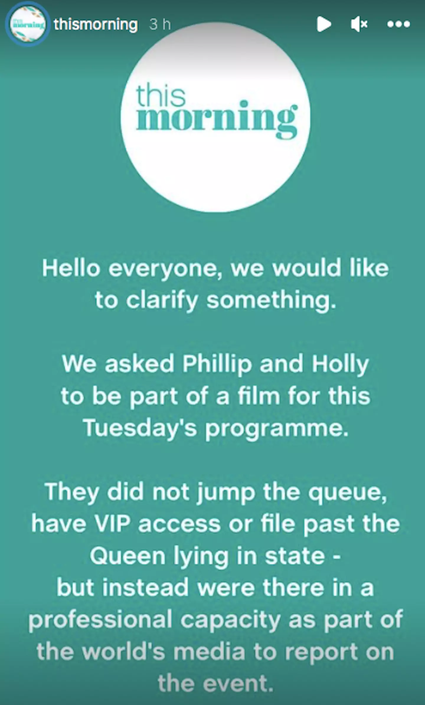This Morning defended Holly and Phil in a statement.
