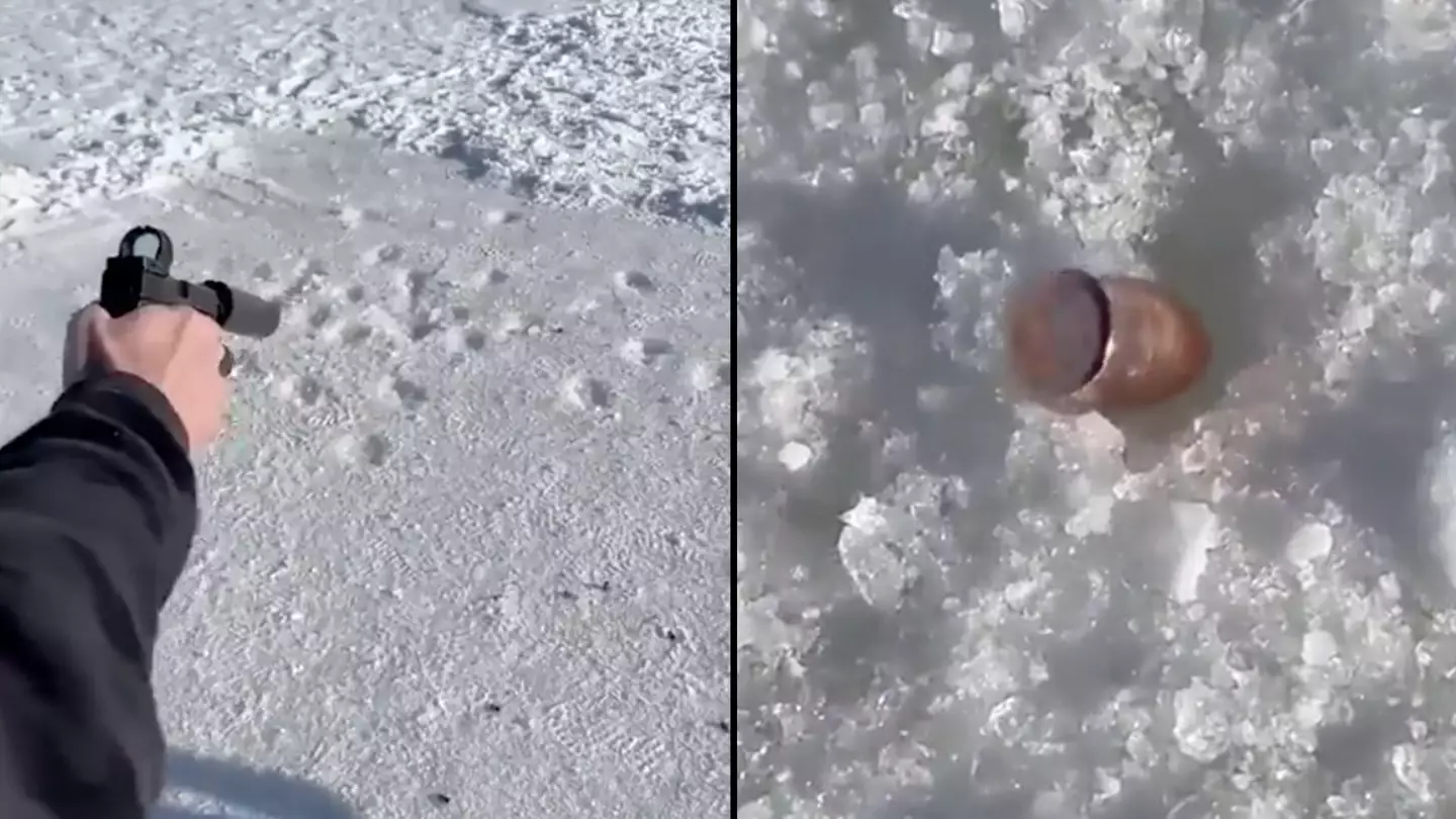Extraordinary video shows what happened when man shot bullet into ice