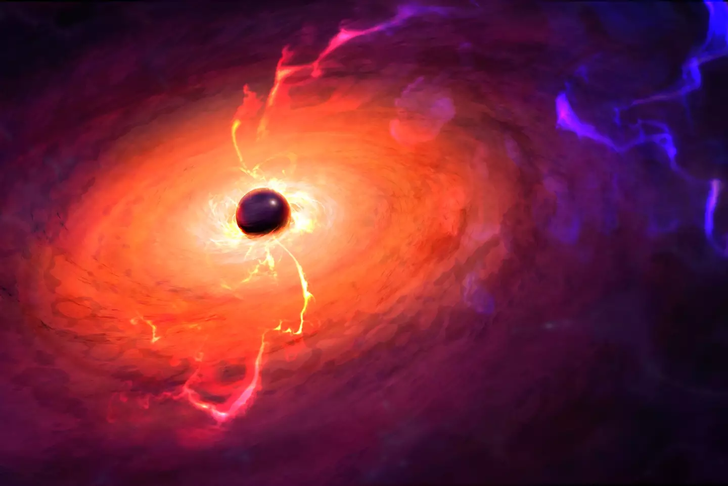 CGI of what a red black hole looks like (Getty Stock Images)