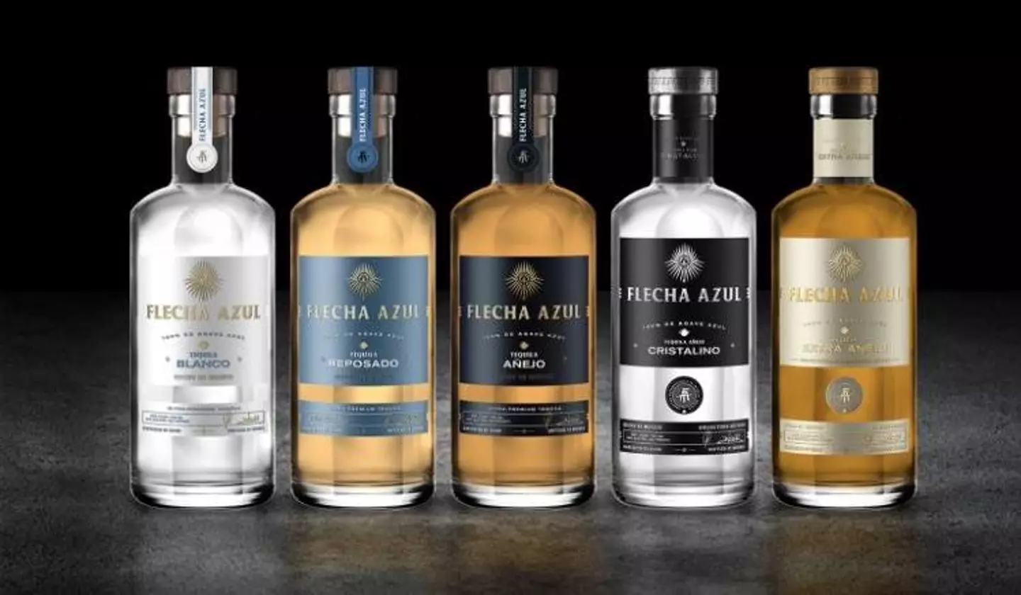 The five types of Flecha Azul tequila.