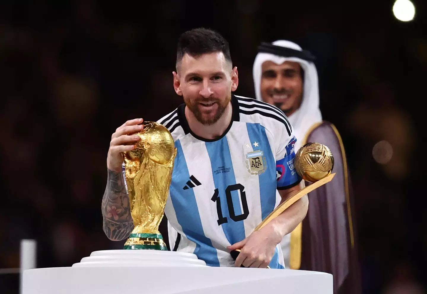Messi with the real trophy.