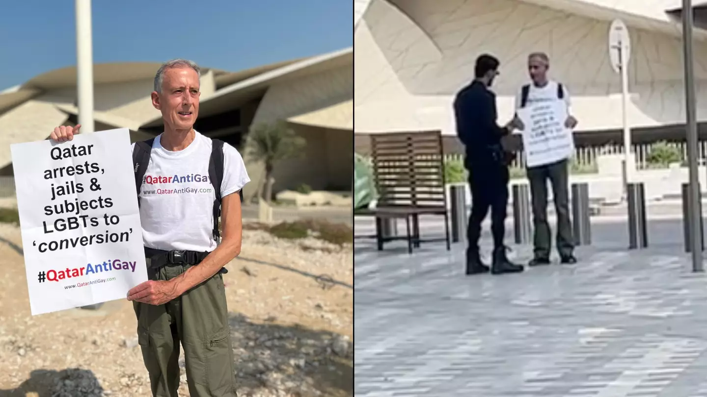 Qatar denies human rights campaigner was arrested after staging the first-ever LGBTQ+ protest