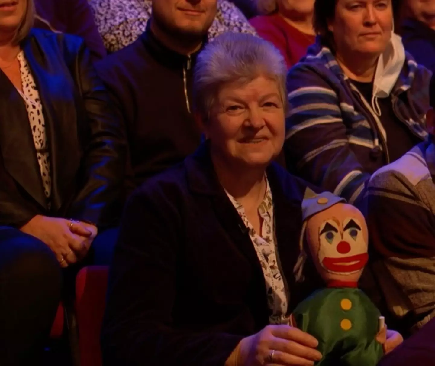 Carol with Bubbles the Clown.
