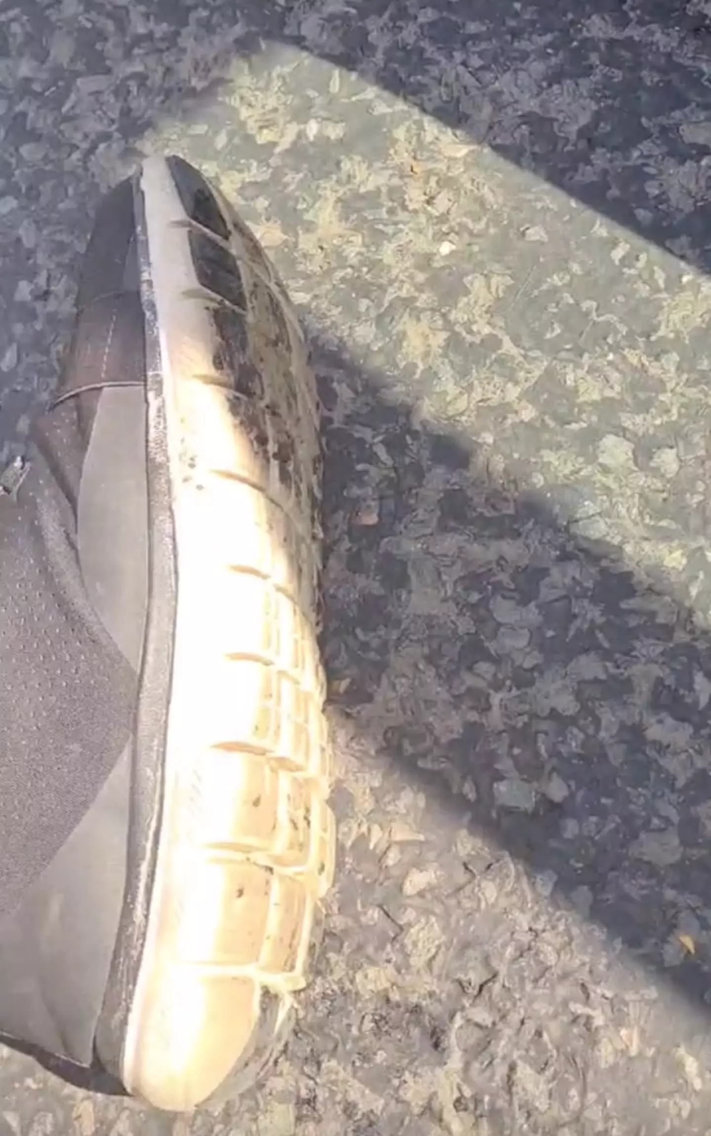 Another woman got melted tarmac on her trainers.