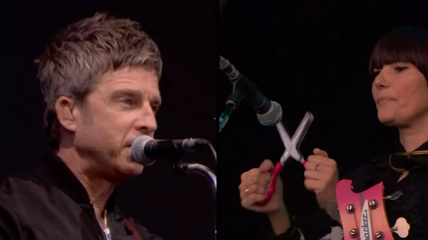 Noel Gallagher Fans Baffled As Woman Plays Scissors On Stage With Him At Glastonbury