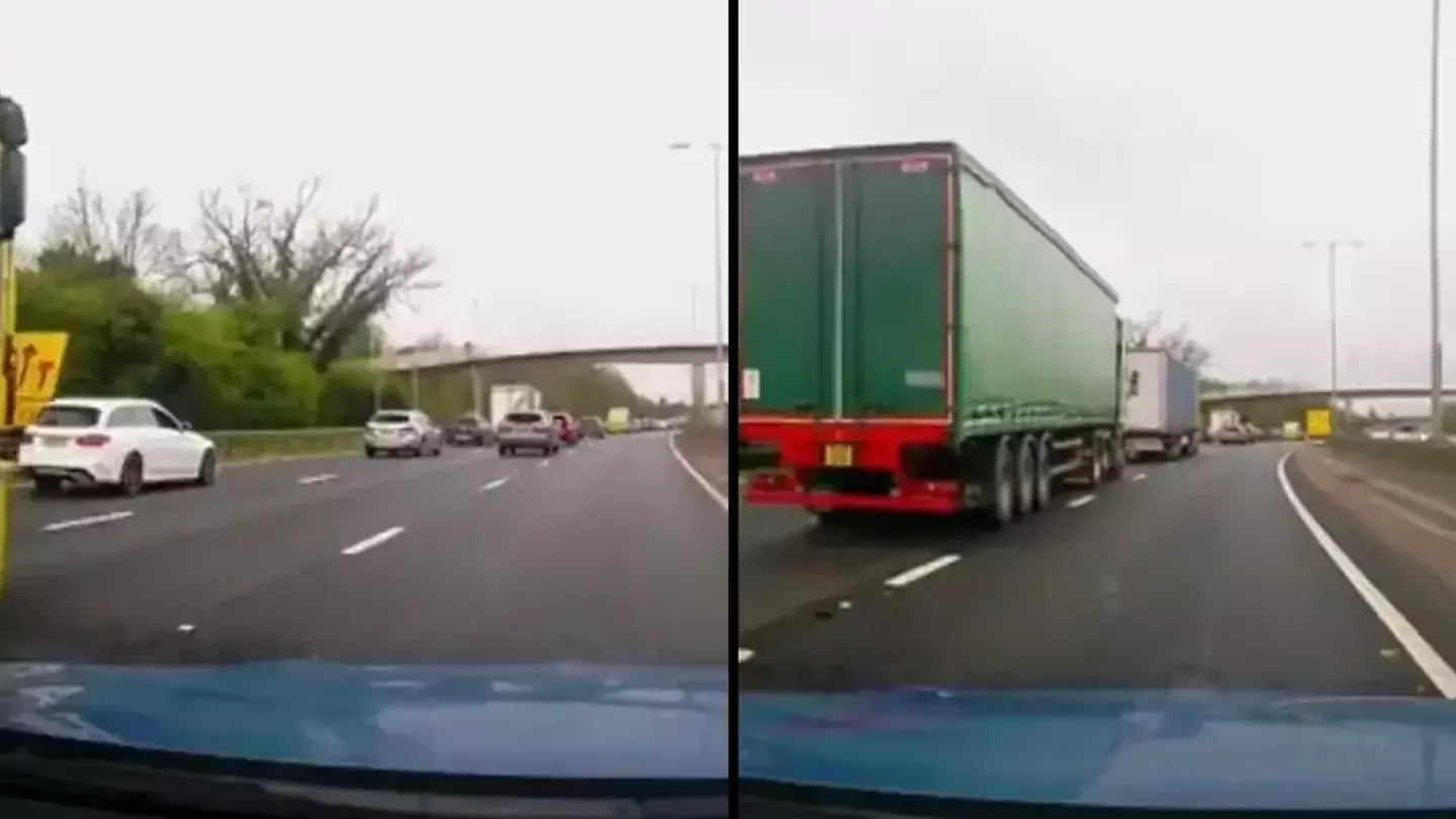 Man overtaking huge queue while obeying highway code is leaving people annoyed