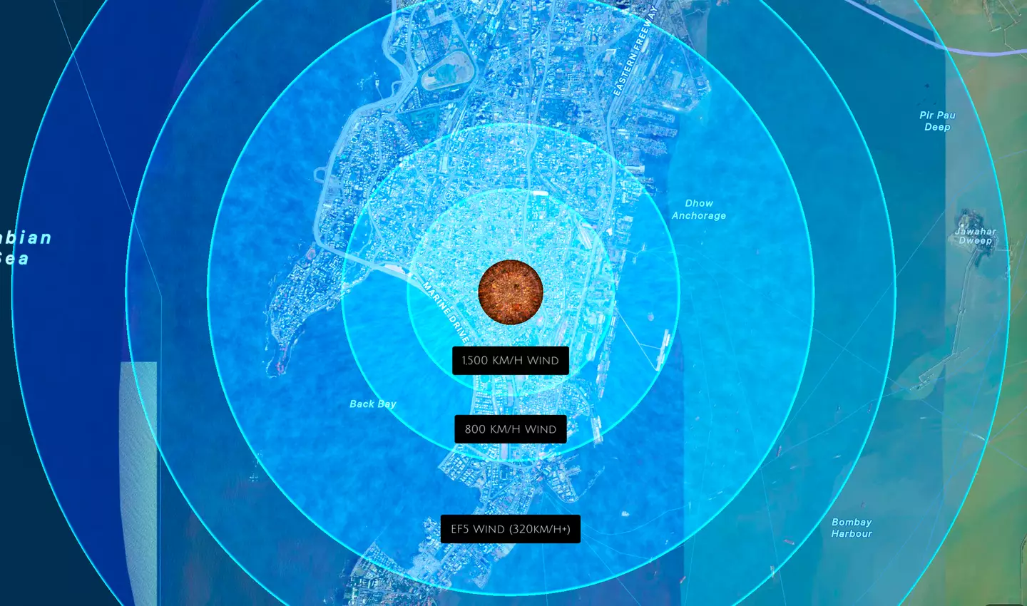 People would be killed by the wind blast (neal.fun)