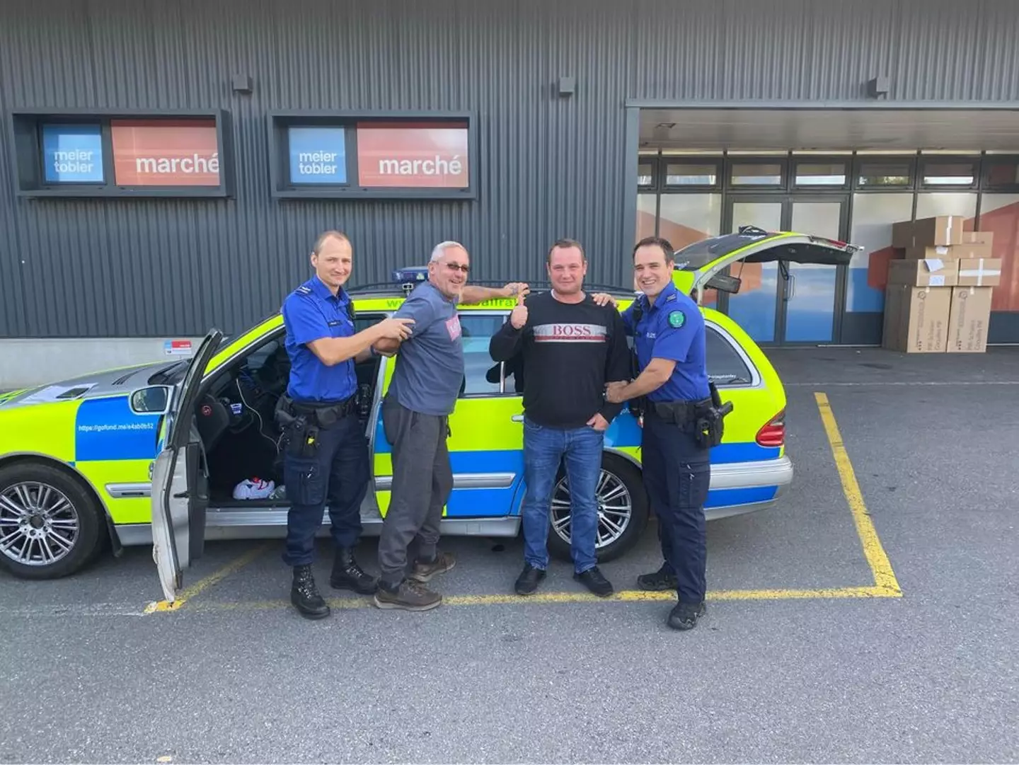 The ad also featured jokey staged photos with the car.