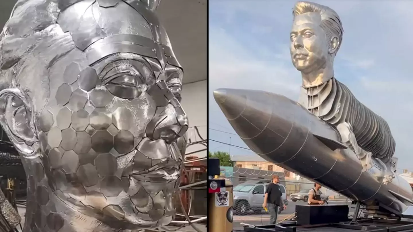 Diehard Elon Musk fans build bizarre 30ft GOAT monument to their hero
