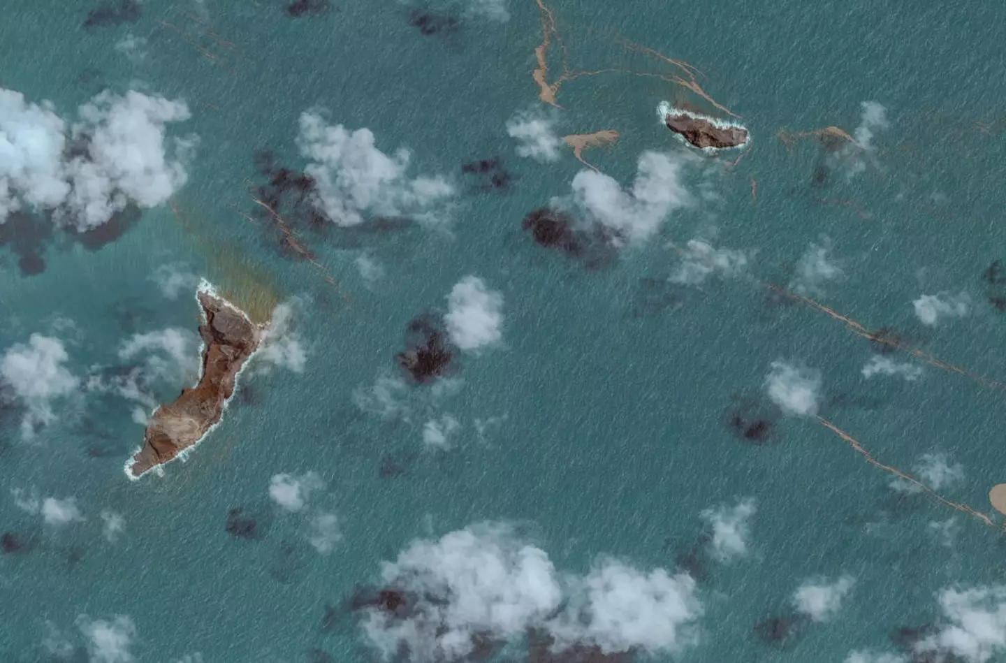 After the eruption, the island was almost completely destroyed (Maxar via Getty Images)