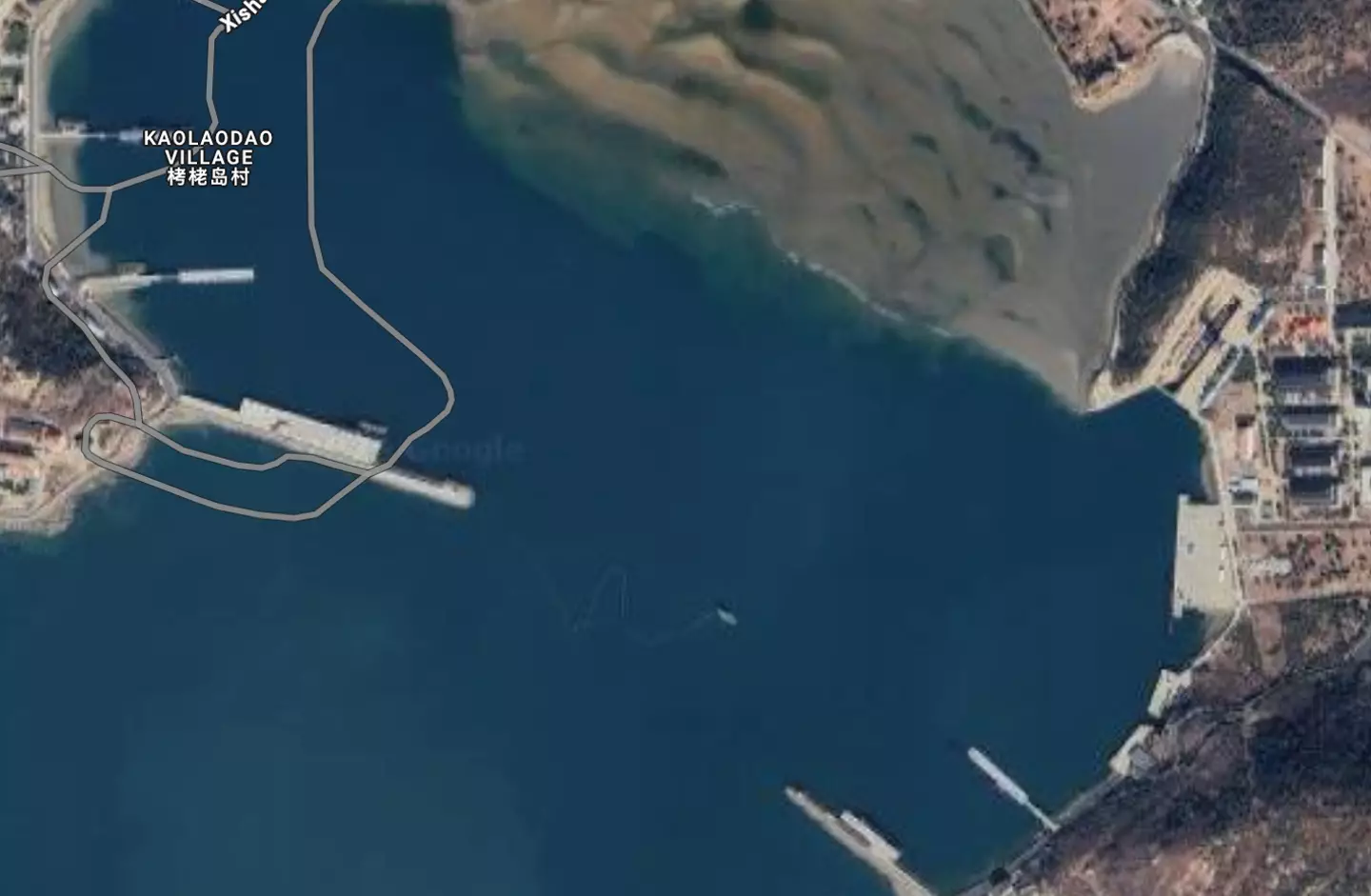 The submarines can be seen across the base (Google Maps)
