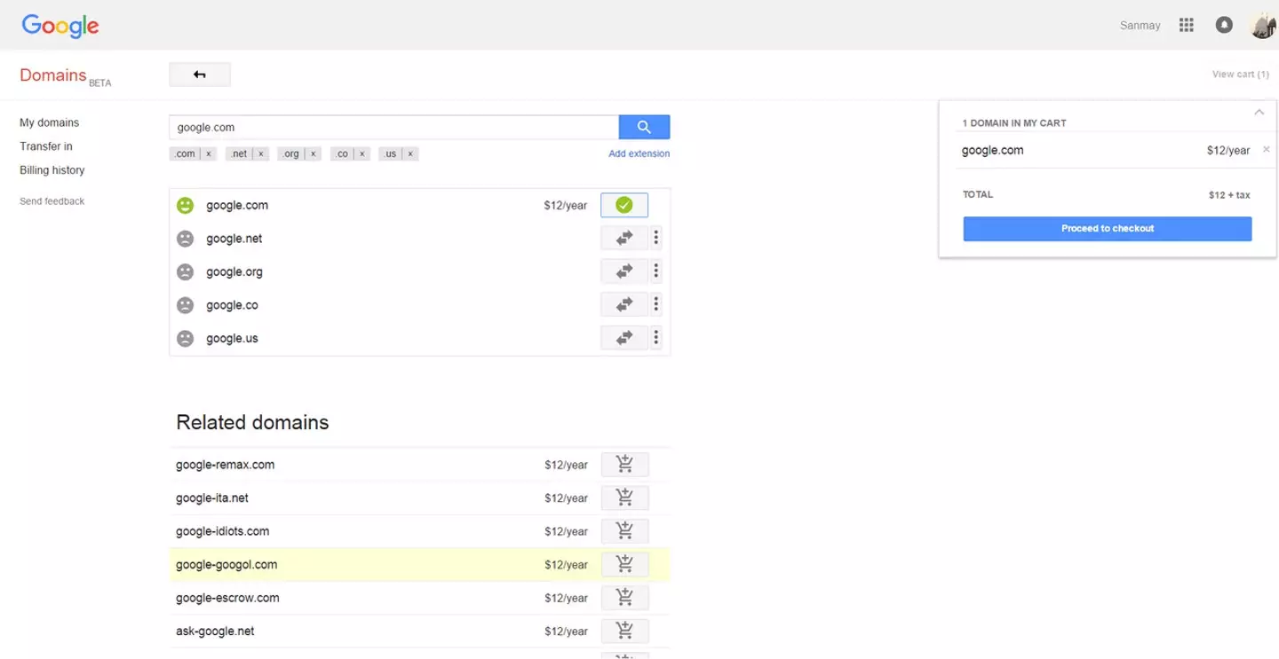 The 'google.com' domain was accidentally listed to purchase for just $12 in 2015 (LinkedIn/Sanmay Ved)