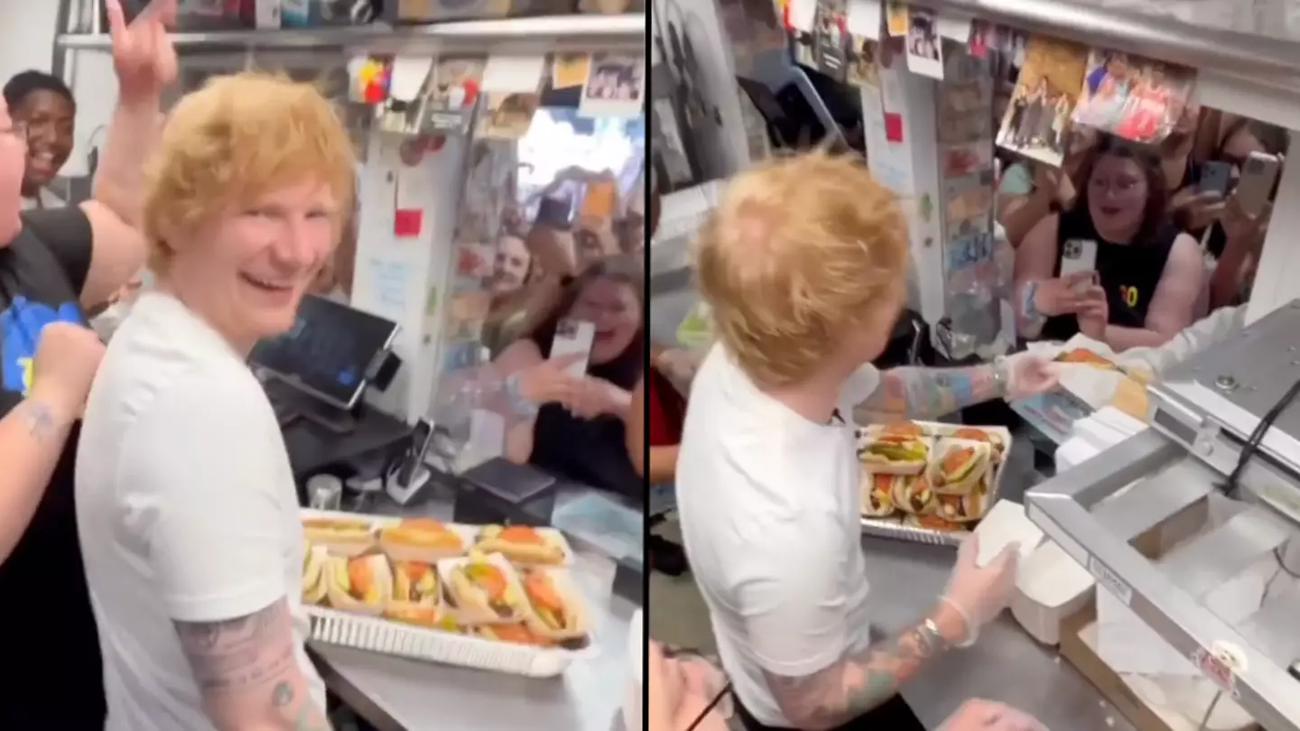 Ed Sheeran serves fans at hot dog stand known for swearing at customers