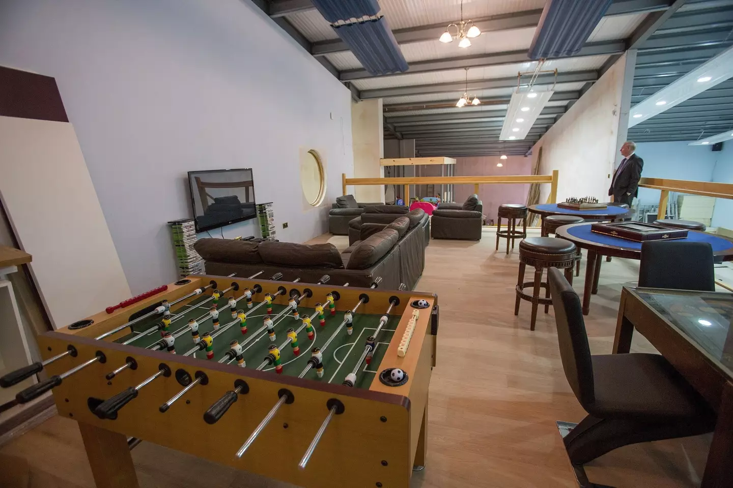 The extension boasted a bowling alley, cinema, squash courts, a private casino and bar (SWNS)