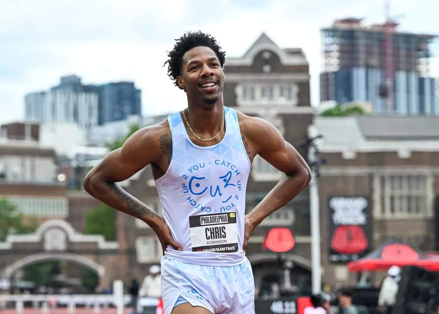 The 24-year-old managed to win the race despite his penis poking out throughout it (STR/NurPhoto via Getty Images