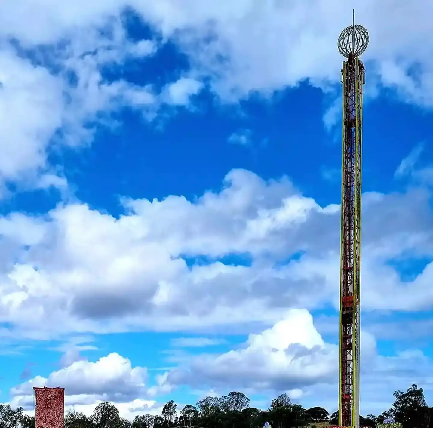 The Mega Drop rises 43 metres in the air.
