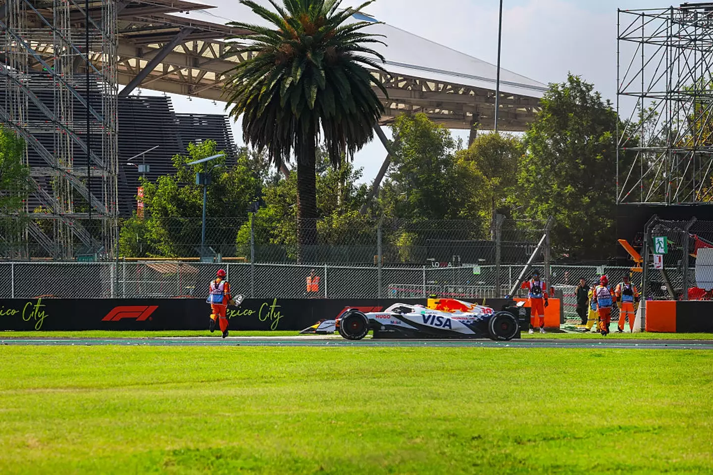 A photograph of the incident shows how close Lawson came to hitting the men (Kym Illman/Getty Images)
