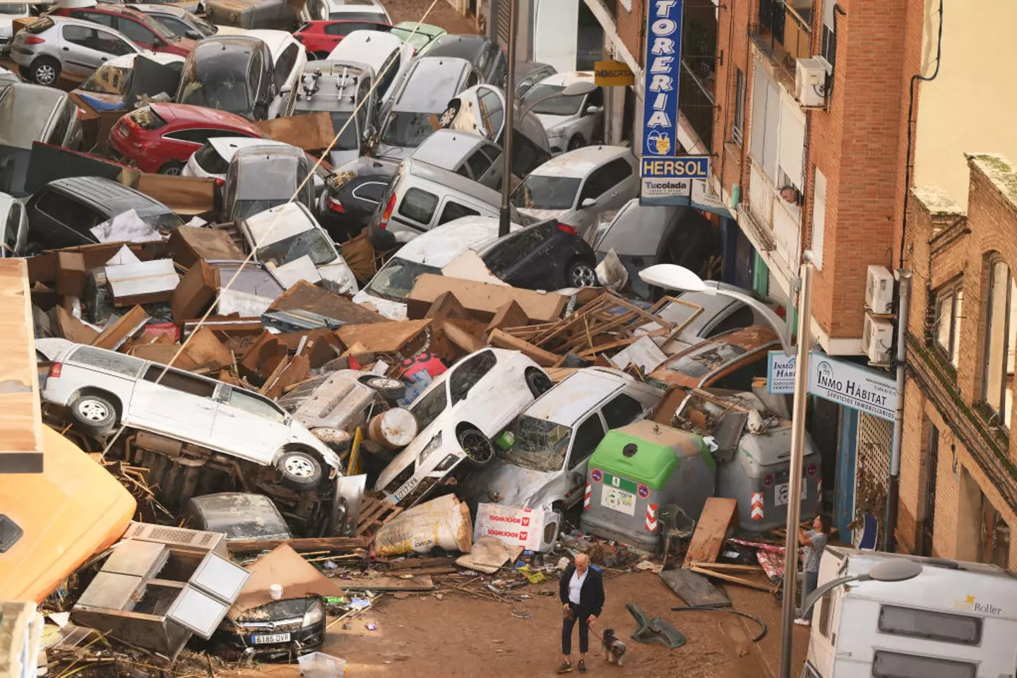 Horrifying images show buildings damaged and cars piled up in the streets (David Ramos/Getty Images)