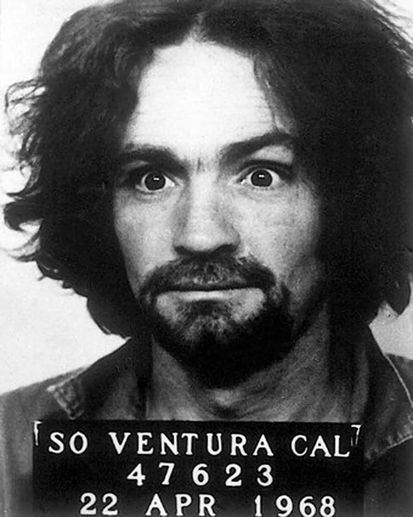 Manson's 1968 mugshot.