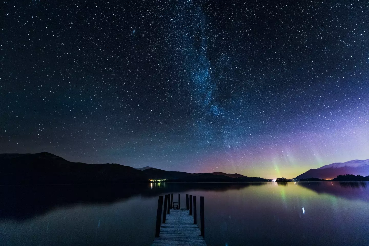 The Northern Lights from the Lake District. Credit:	john finney photography/Getty Images