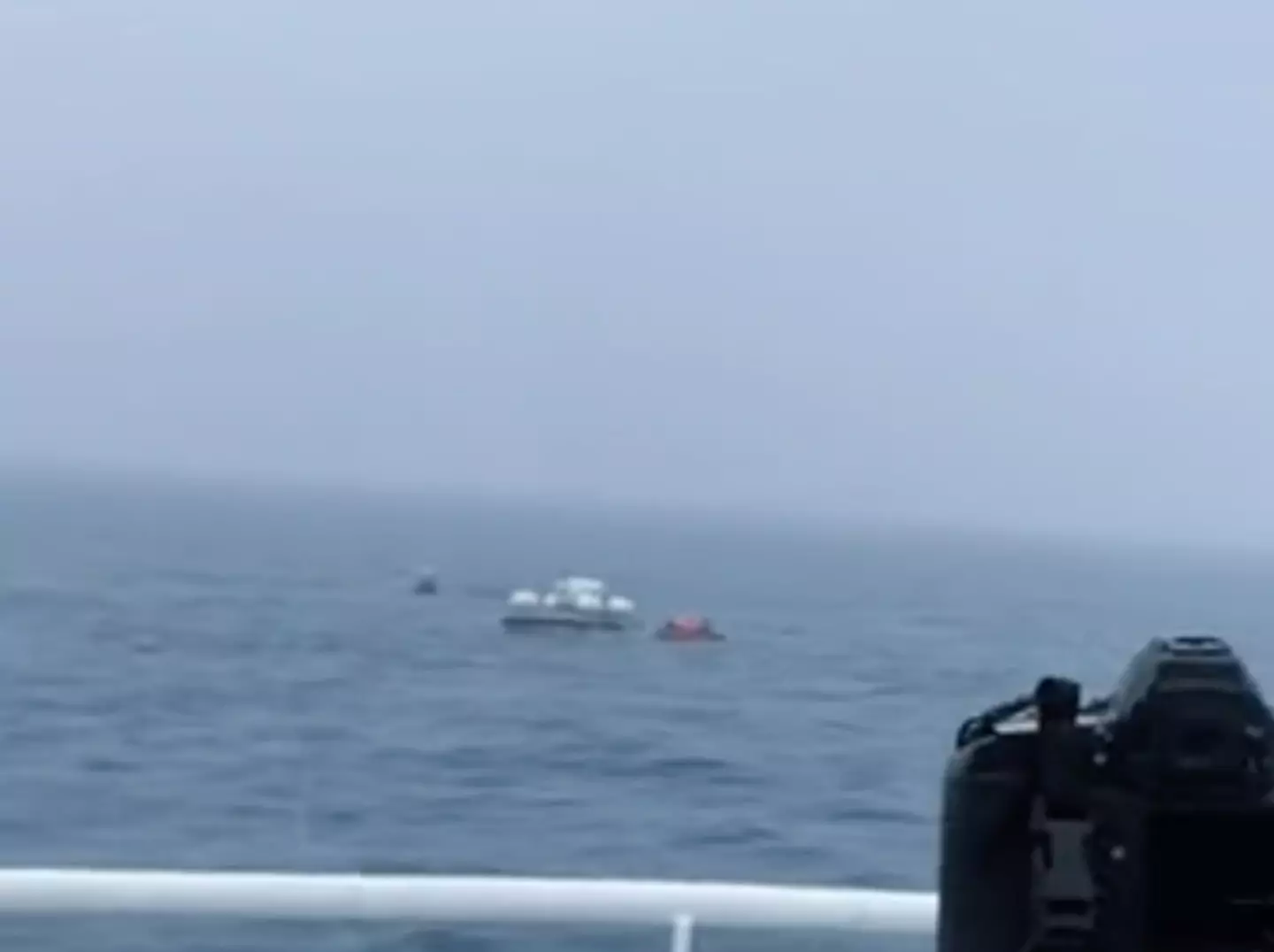 The submersible waiting to begin its descent.