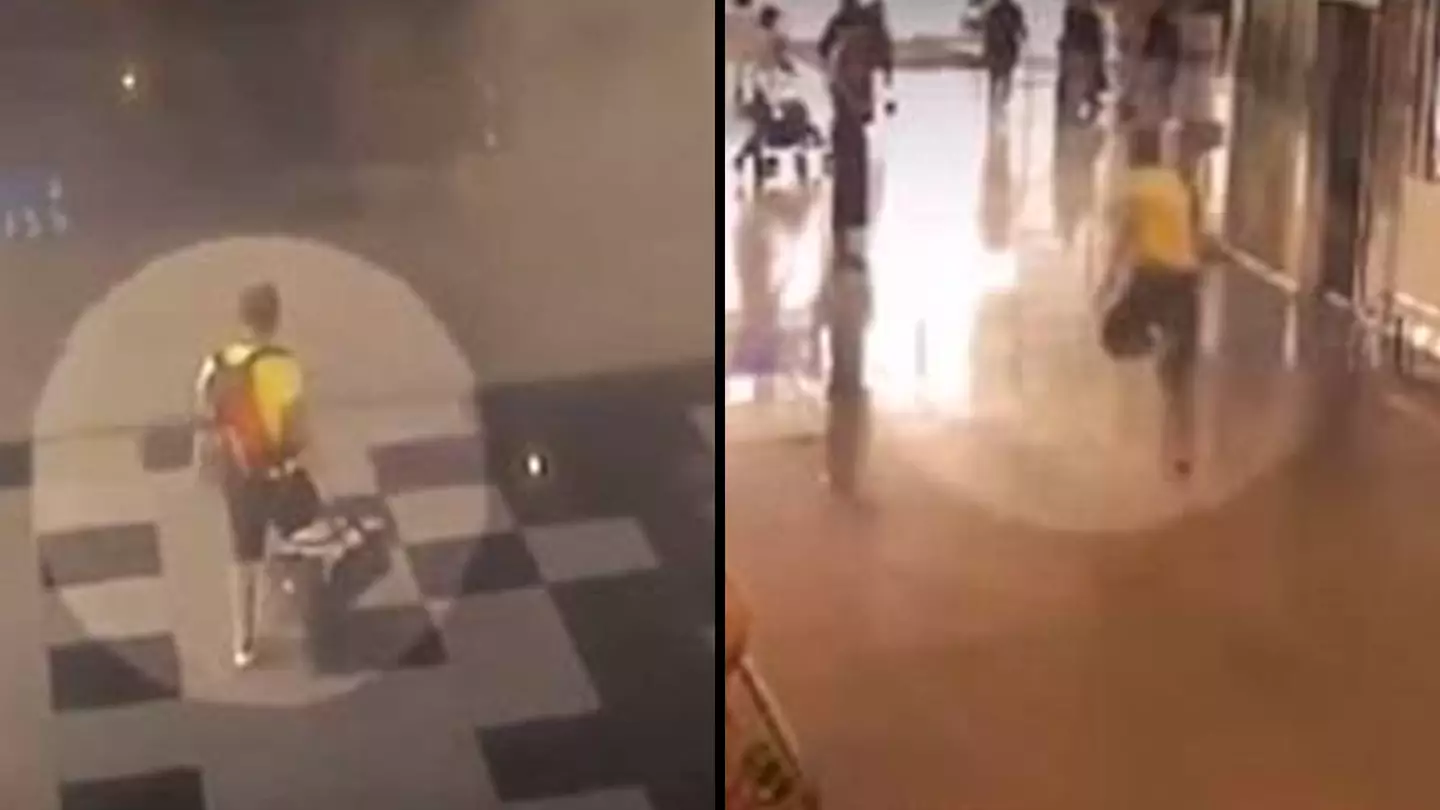 Airport security footage shows last known sighting of man who who ran out of airport without belongings and vanished