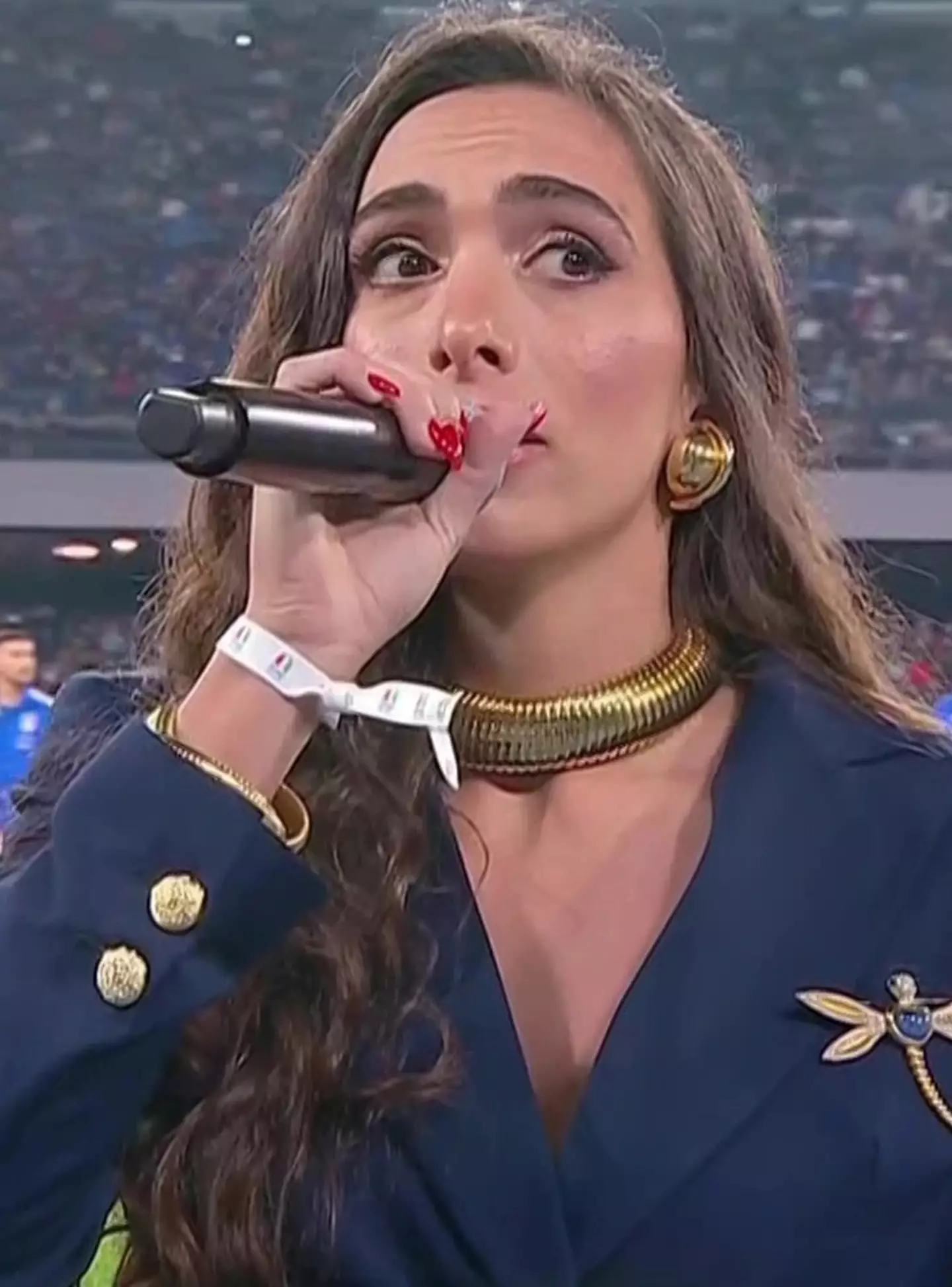 The Italian-American singer performed before England vs Italy in Euro 2024 qualifiers.