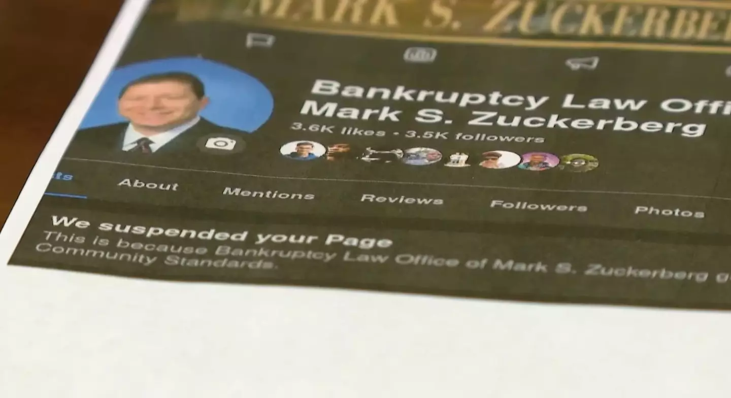 The attorney from Indiana said both his personal and business accounts have been suspended nine times in total over the years (YouTube/WTHR)