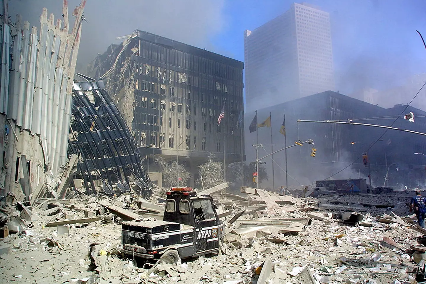The aftermath of the World Trade Center collapsing (DOUG KANTER/AFP via Getty Images)