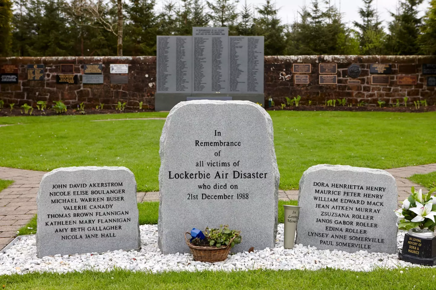 Lockerbie memorial in dryfesdale cemetery, Scotland.