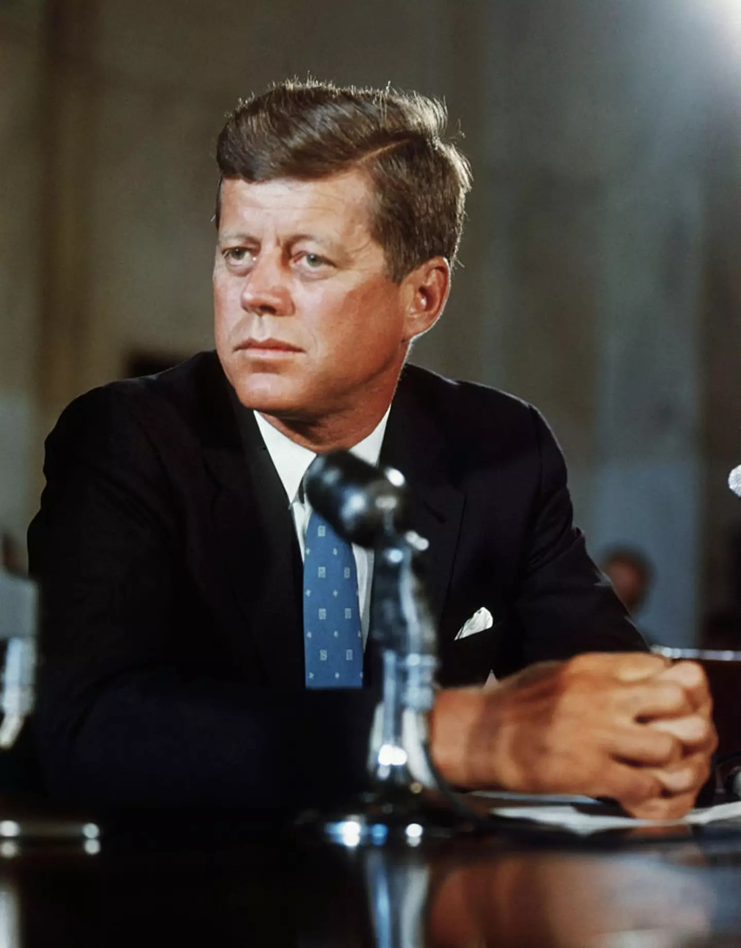 Kennedy was shot by a sniper while riding in a motorcade through Dealey Plaza on 22 November, 1963, in Dallas, Texas (Bettmann/Getty Images)