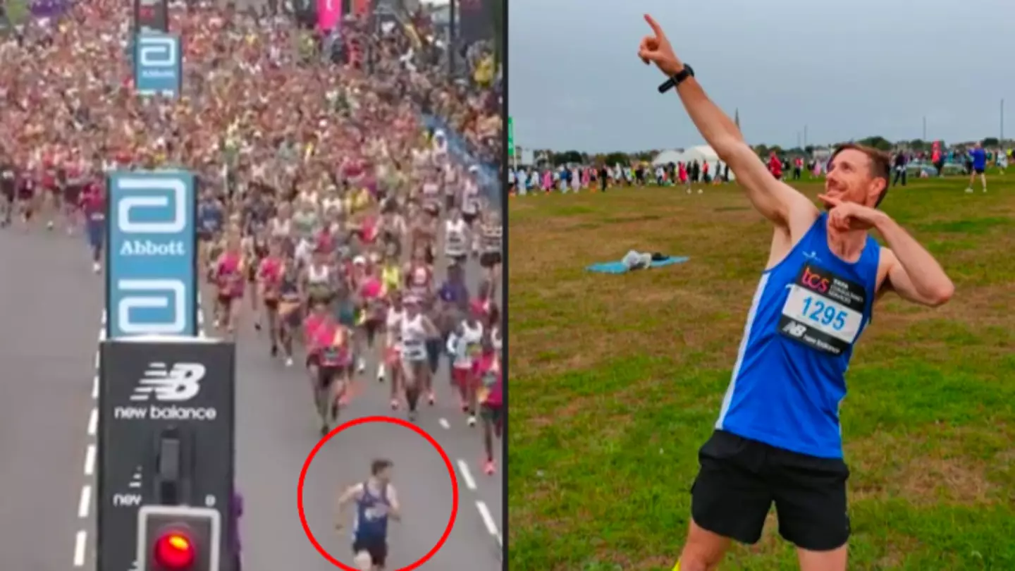 Runner speaks out after sprinting to front of London Marathon