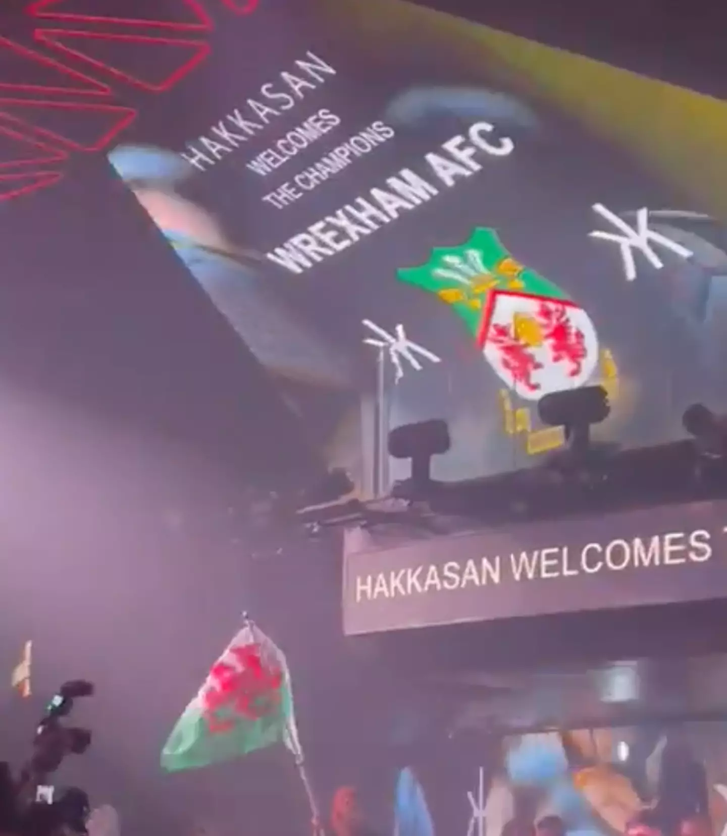Wrexham was greeted with flags and signs at the club.