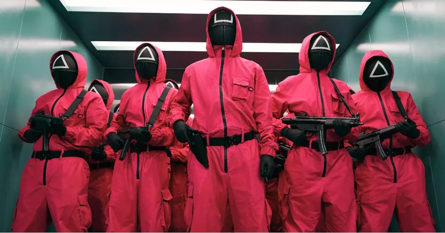 The cruel enforcers from the fictional Squid Game.